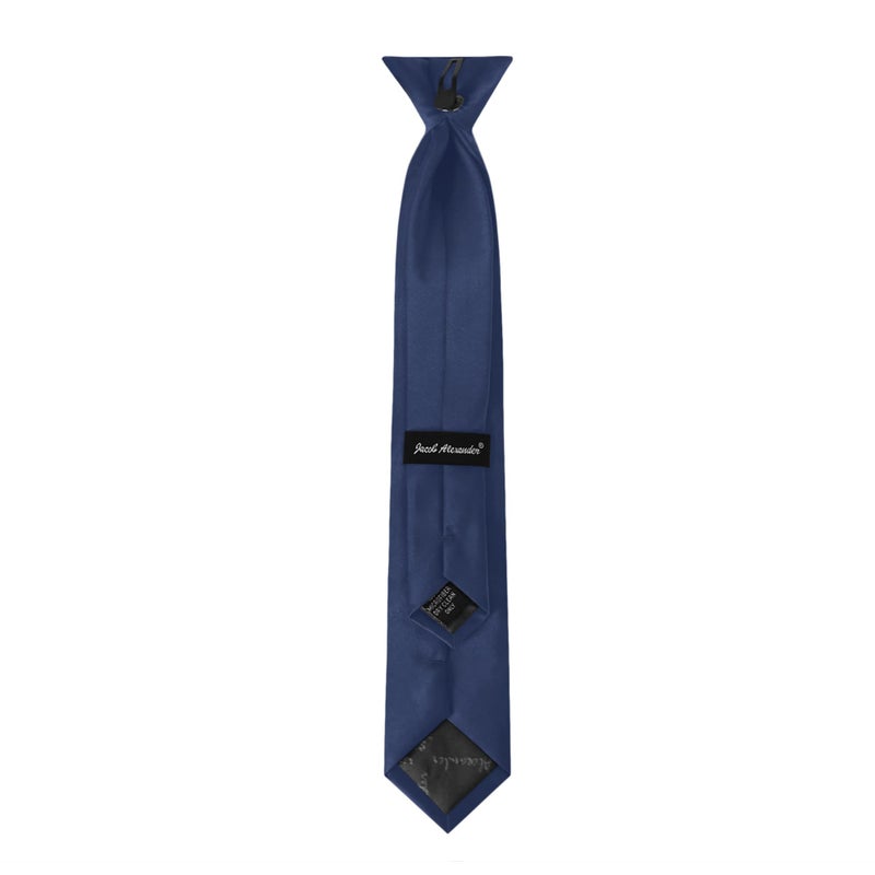 Jacob Alexander Boy's 14" Solid Pre-Tied Clip-On Neck Tie for Kids Formal Wedding Graduation School Uniforms Steel Blue - Image 3